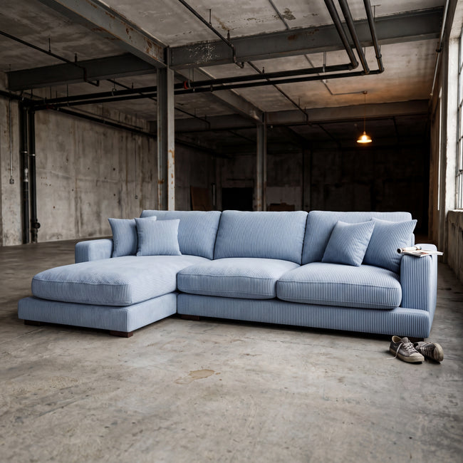City Chaise Lounge Baby Blue Corduroy Main Image