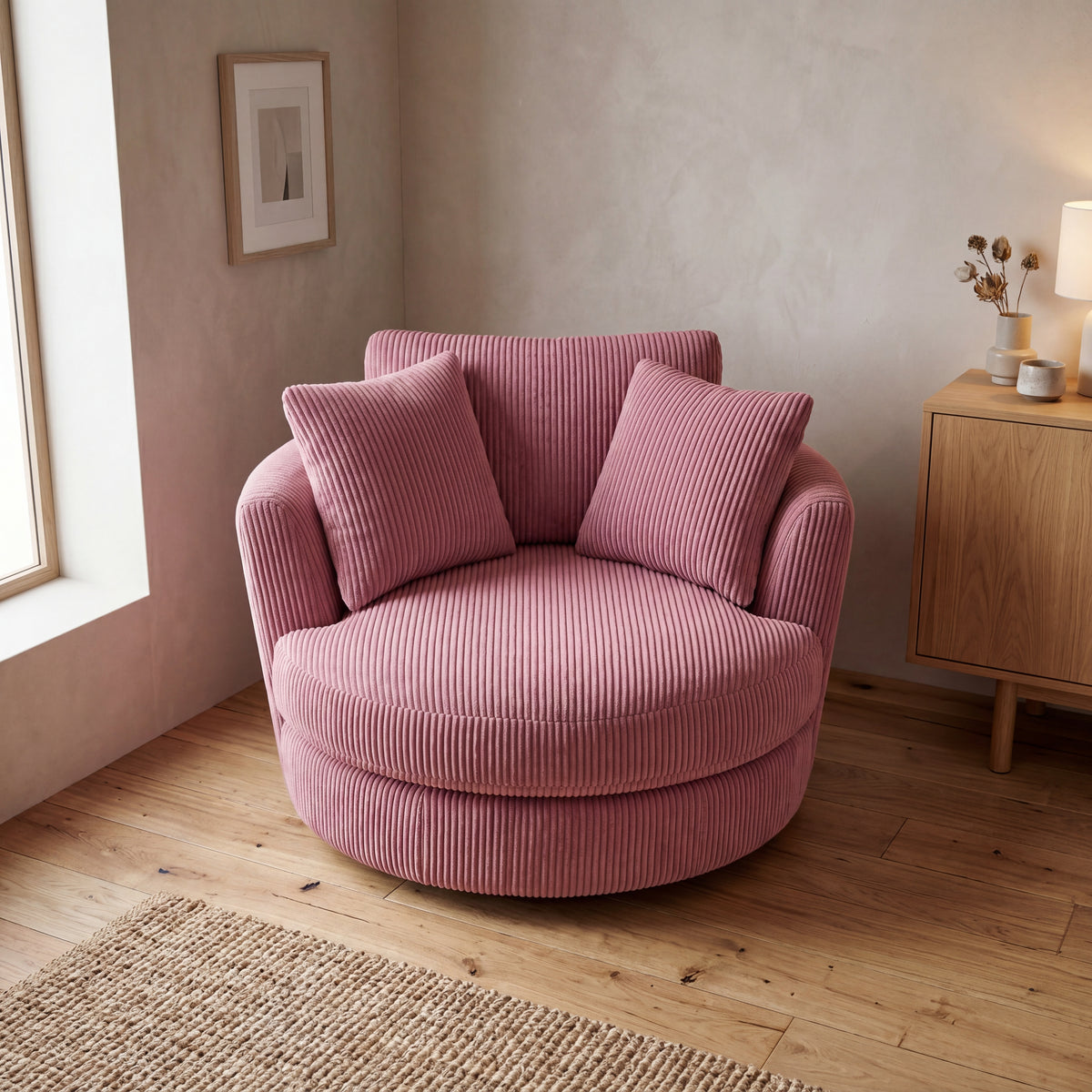 Cuddle Swivel Chair - Rose Pink