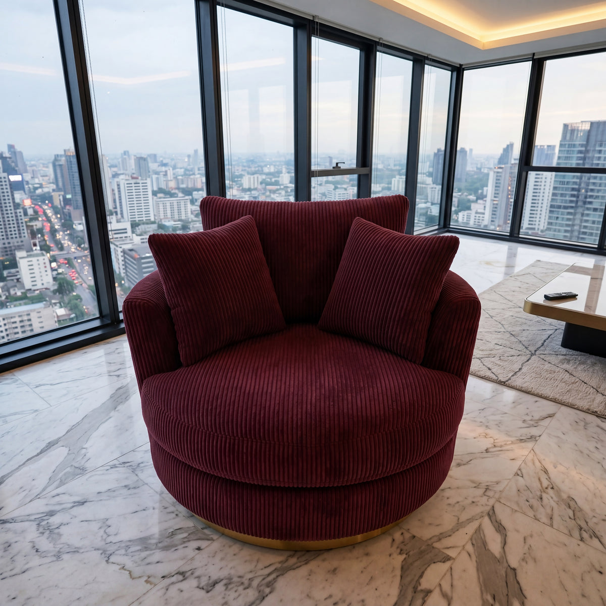 Cuddle Swivel Chair - Burgundy