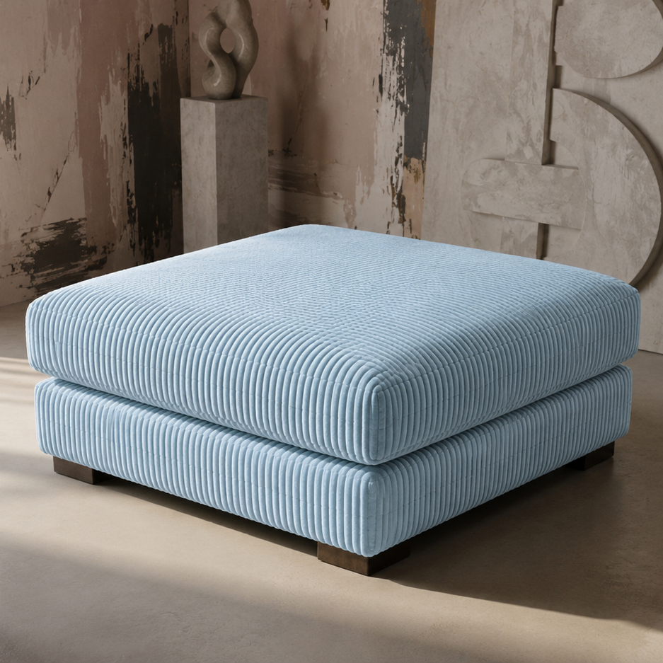 Fabric Cloud Ottoman Baby Blue Corduroy