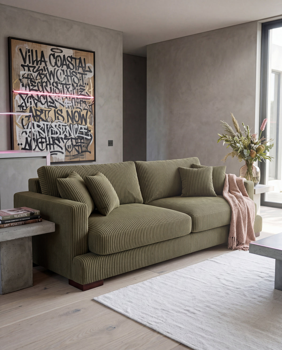 Cloud Sofa Olive Green Corduroy — Lifestyle