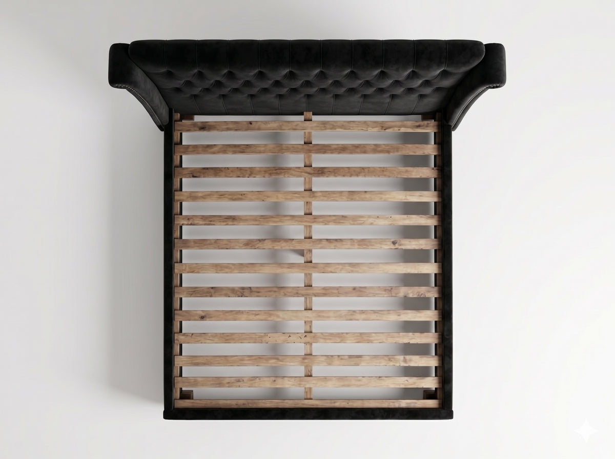 Escala Bedframe - Bagira Black Velvet - Lifestyle Setting | Vibe Sofas
