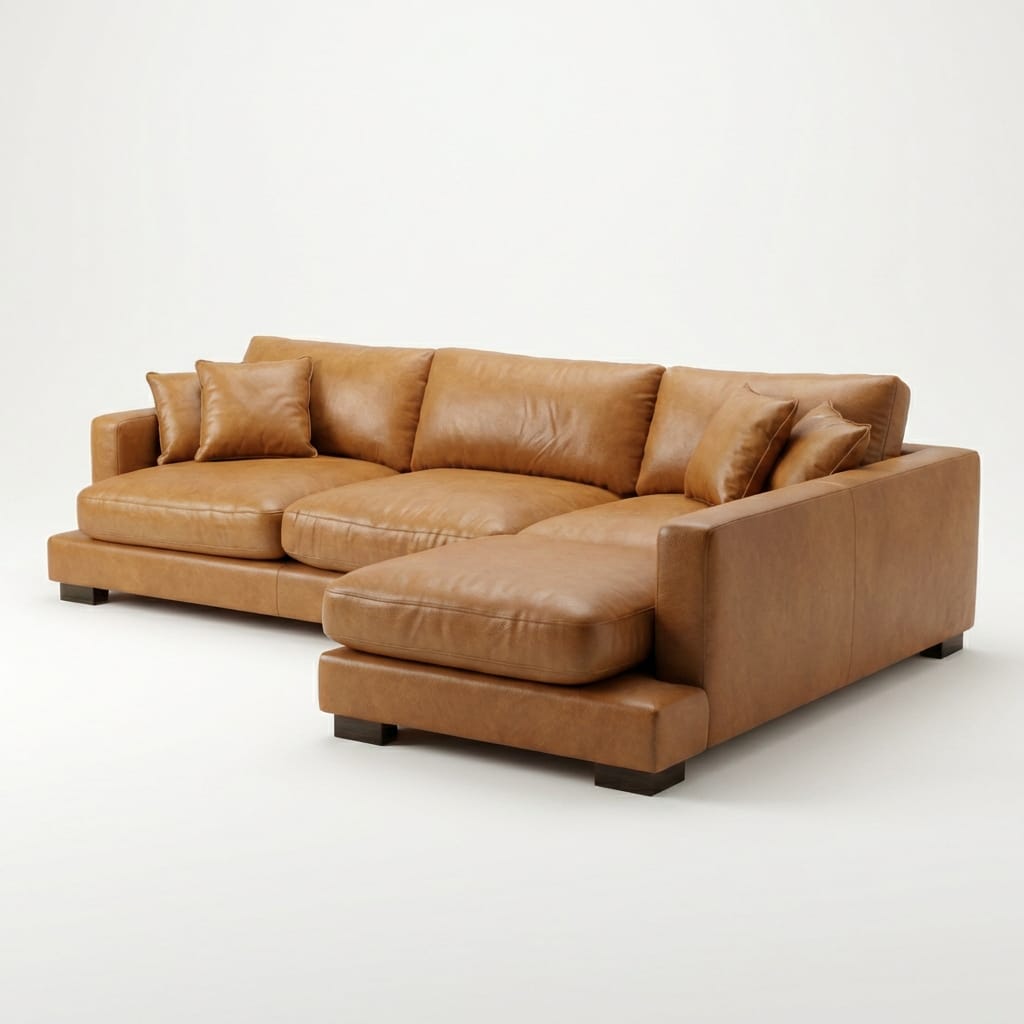 Cloud Chaise Lounge Tan Leather