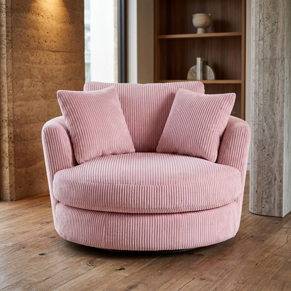 Cuddle Swivel Chair - Baby Pink