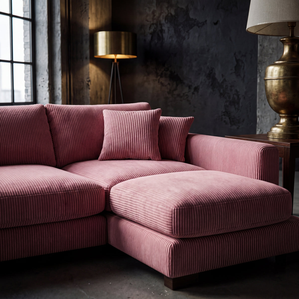 Cloud Chaise Lounge Rose Pink Corduroy