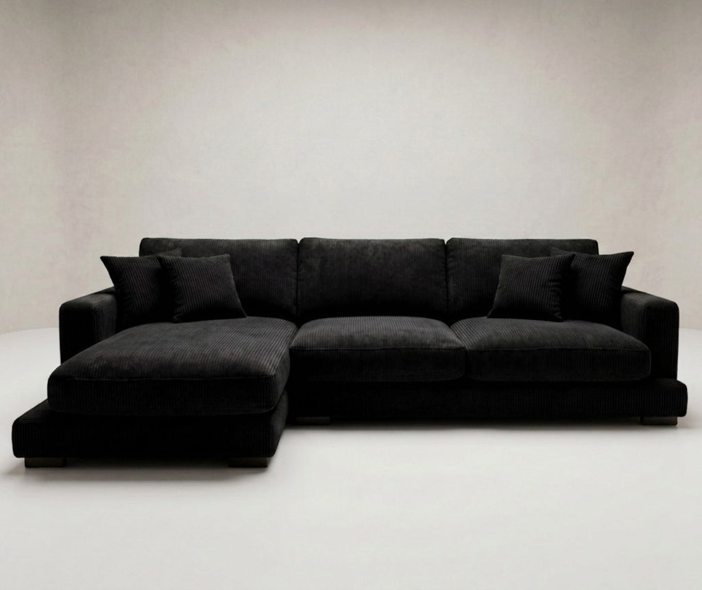 City Chaise Lounge - Bagira Black Corduroy