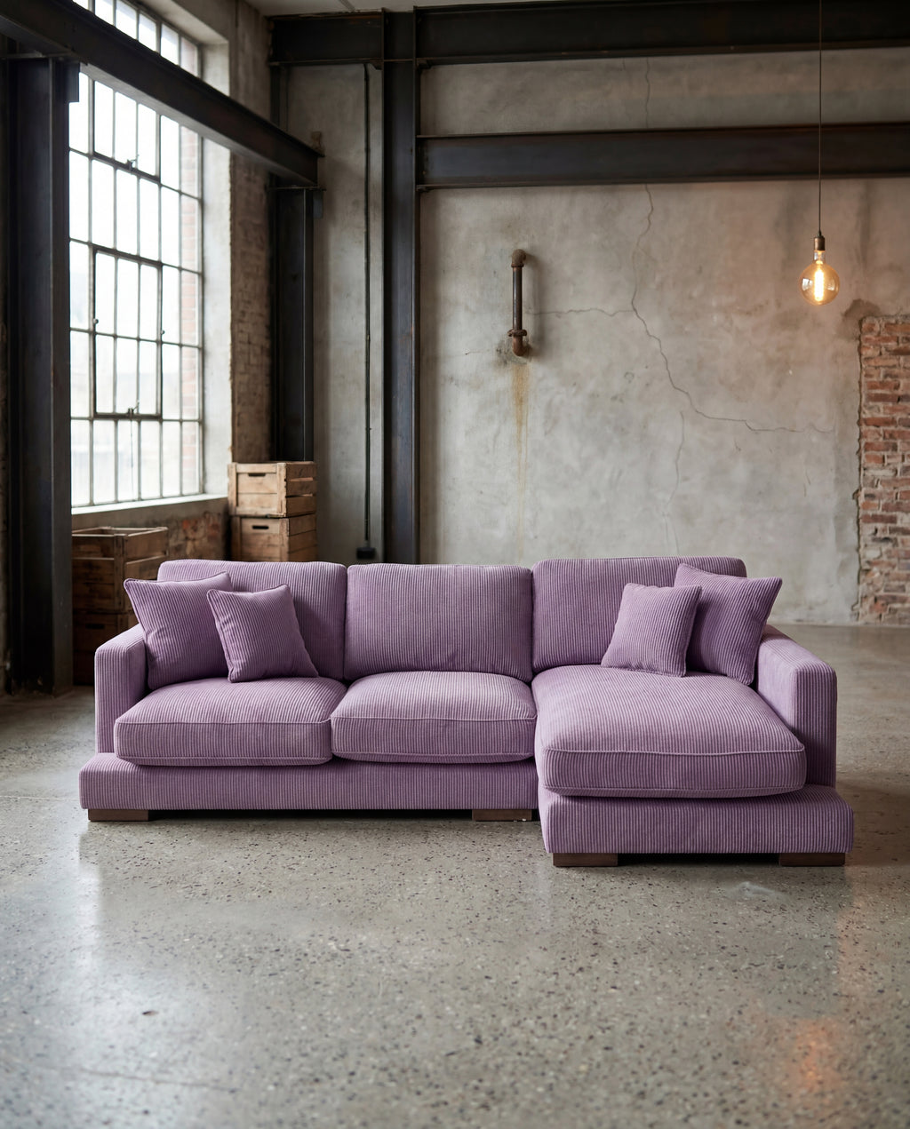 City Chaise Lounge Lilac Corduroy