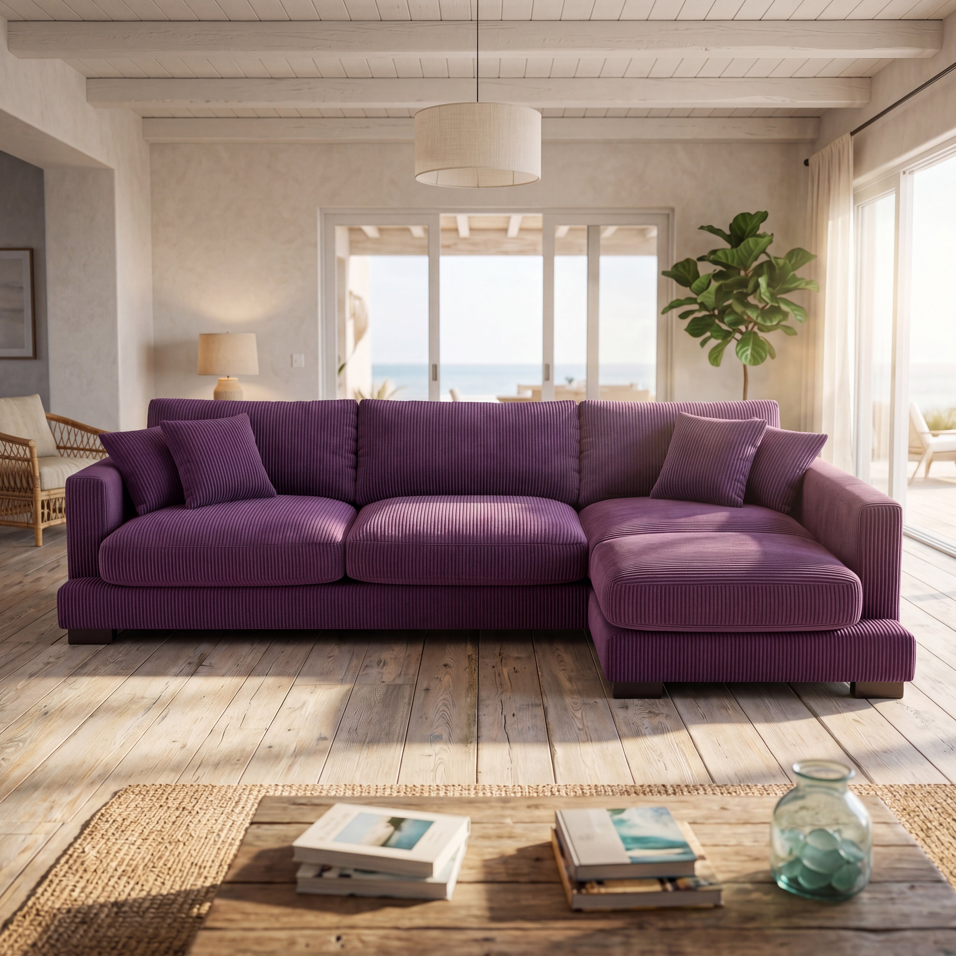 Cloud Chaise Lounge Purple Corduroy
