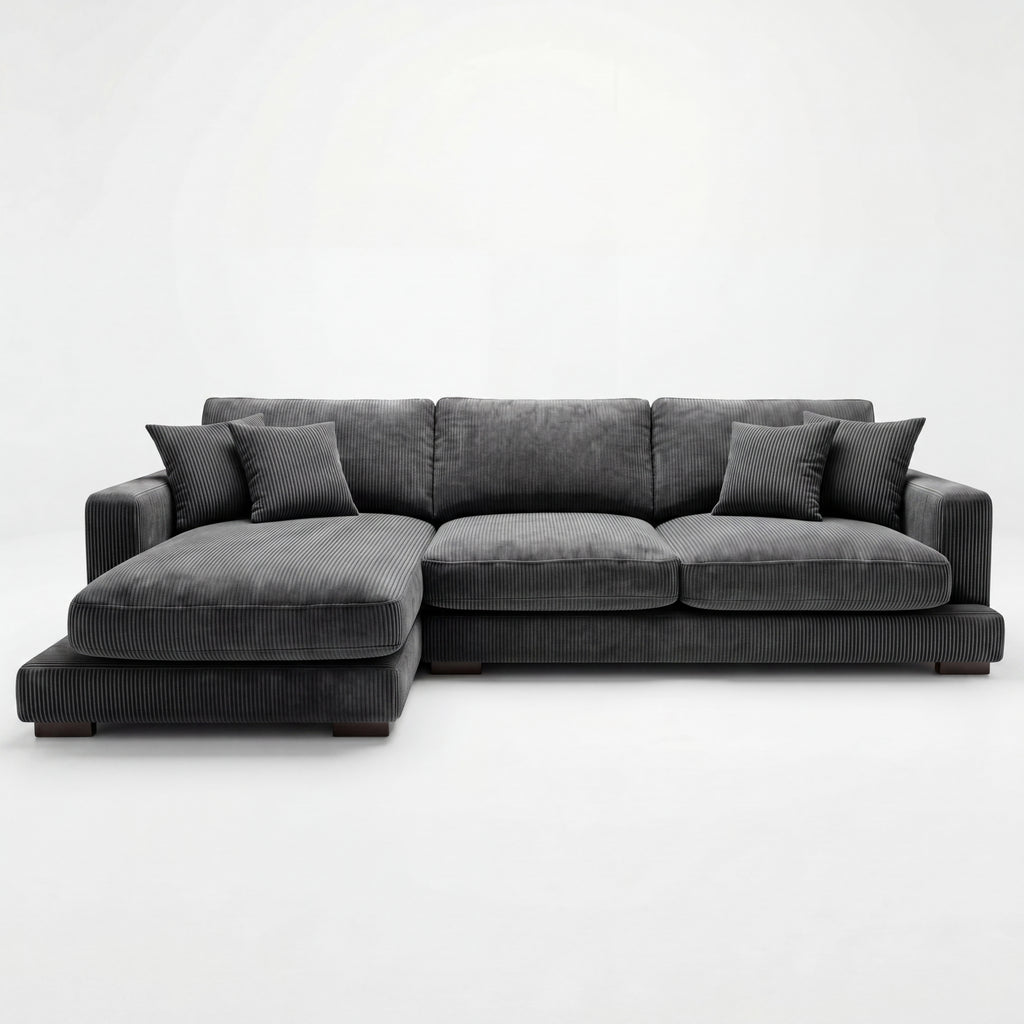 City Chaise Lounge Grey Corduroy