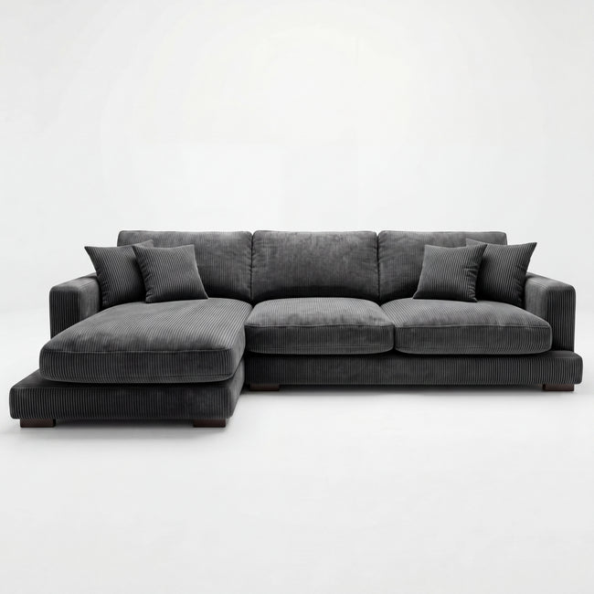 City Chaise Lounge Grey Corduroy Hover Image