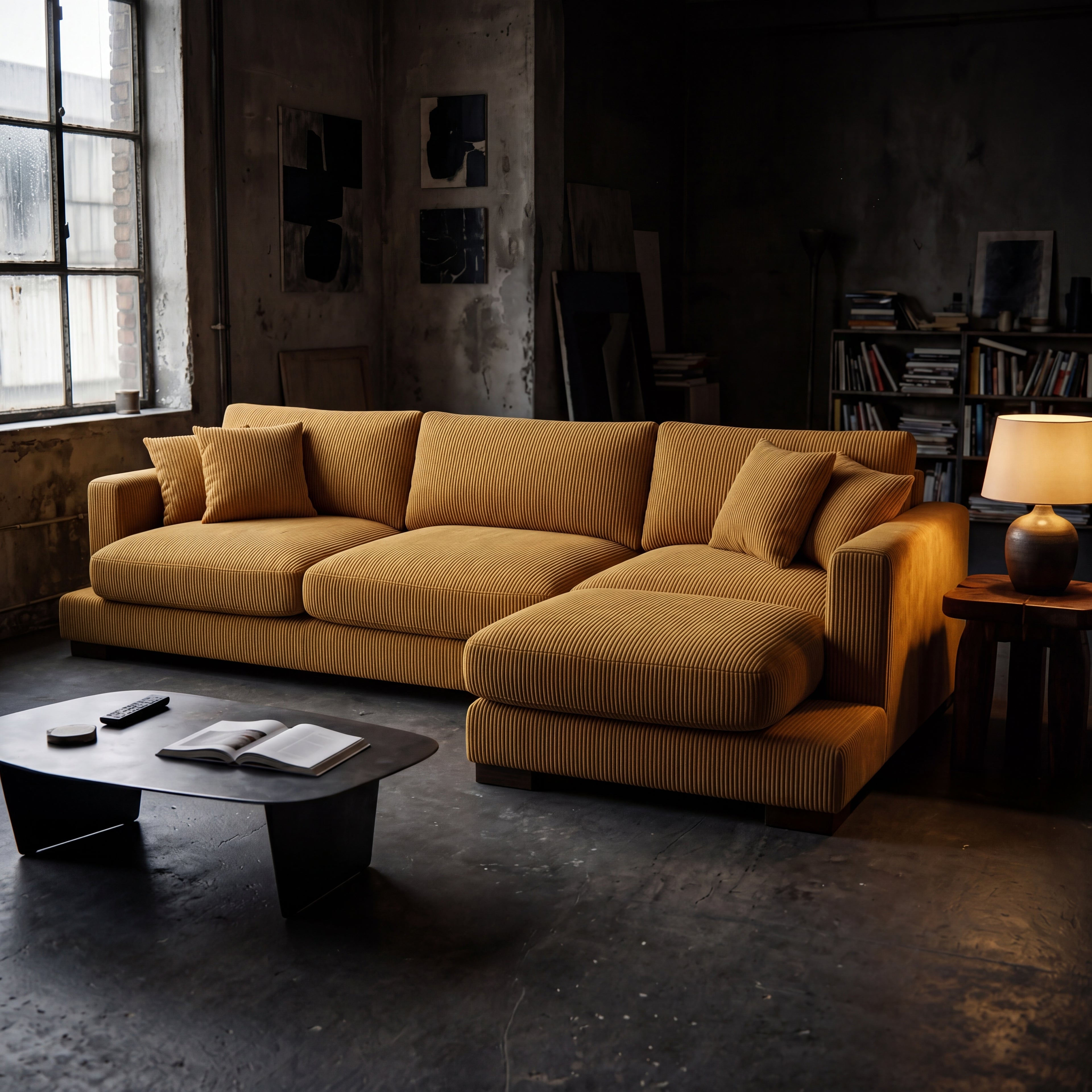 Cloud Chaise Lounge Mustard Corduroy