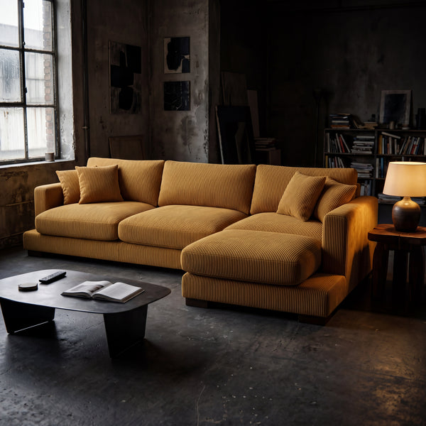 Cloud Chaise Lounge Mustard Corduroy