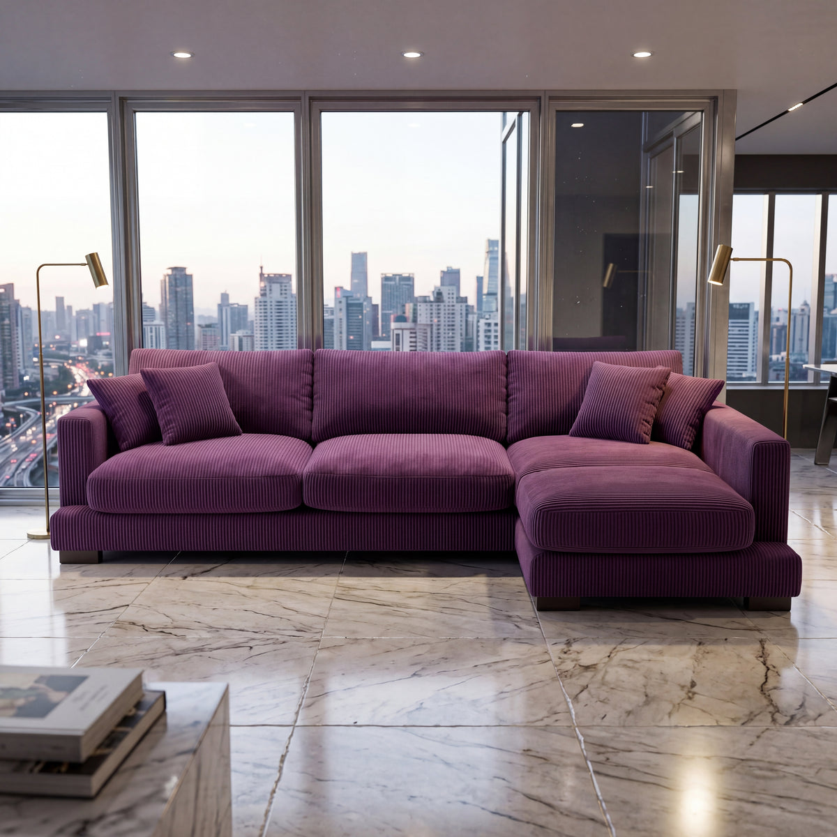 Cloud Chaise Lounge Purple Corduroy