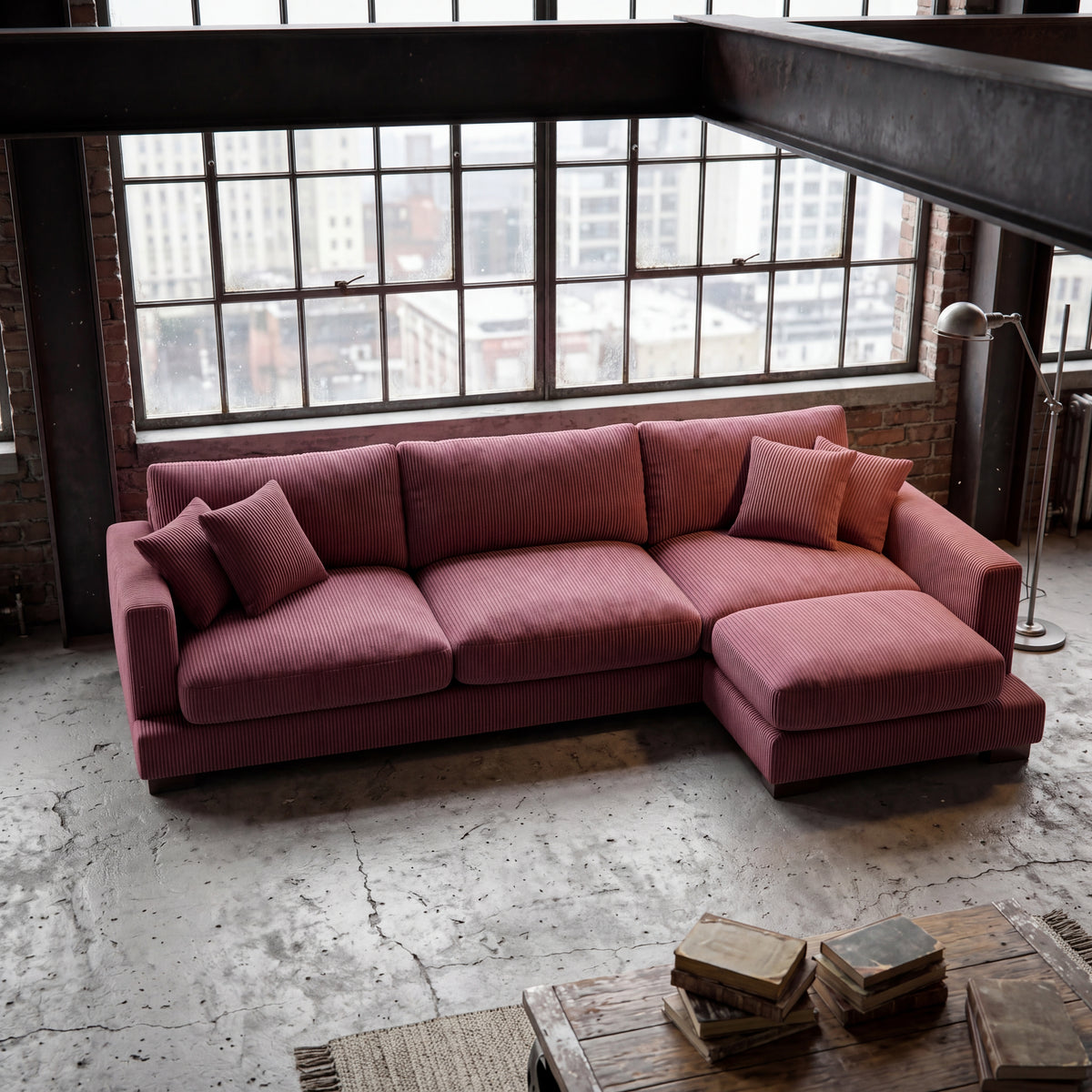 Cloud Chaise Lounge Burgundy Corduroy
