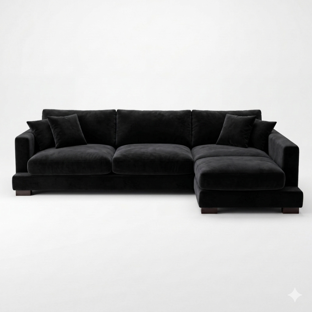 Cloud Chaise Lounge Black Velvet