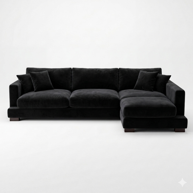 Cloud Chaise Lounge Black Velvet Main Image