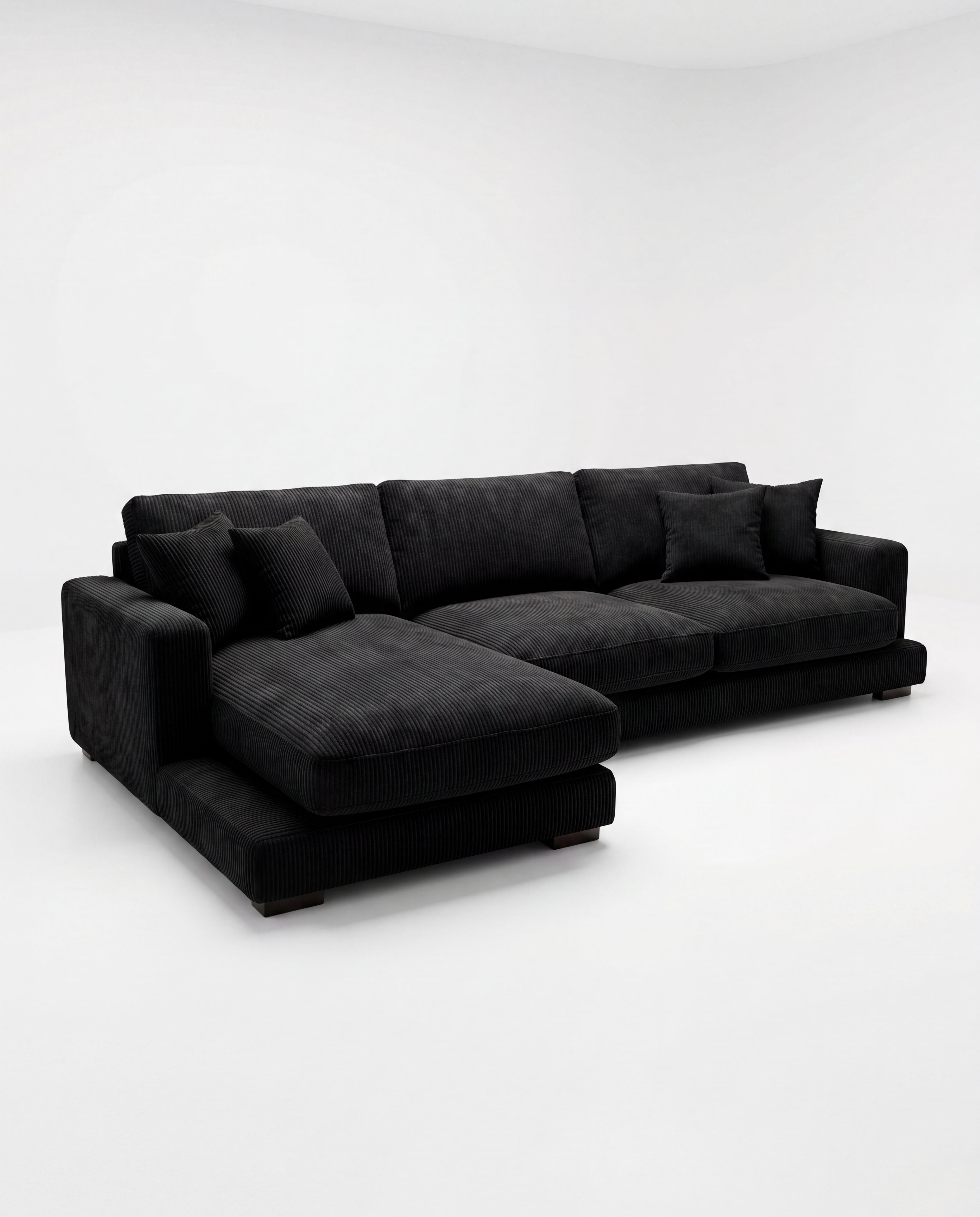 City Chaise Lounge - Bagira Black Corduroy