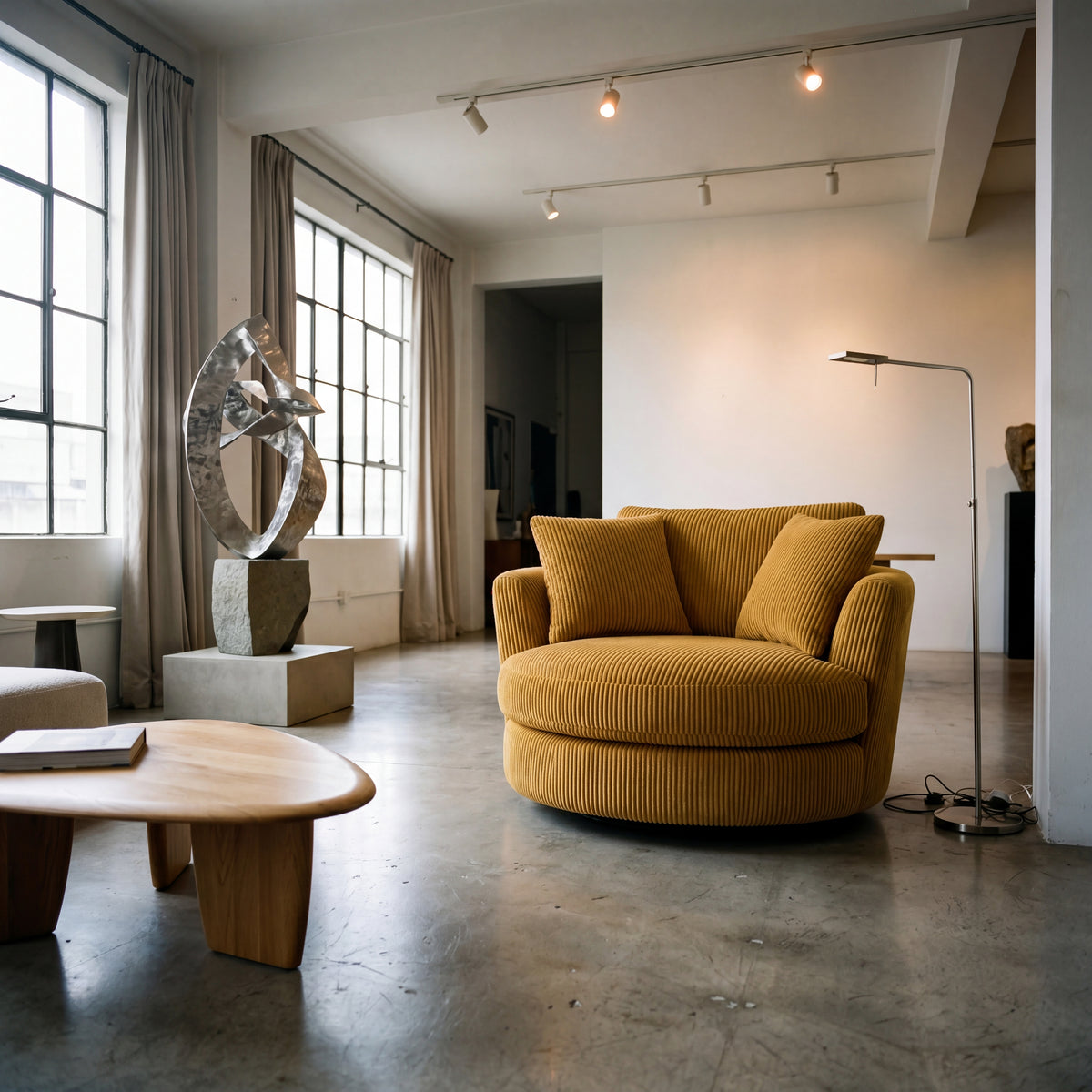 Cuddle Swivel Chair - Mustard