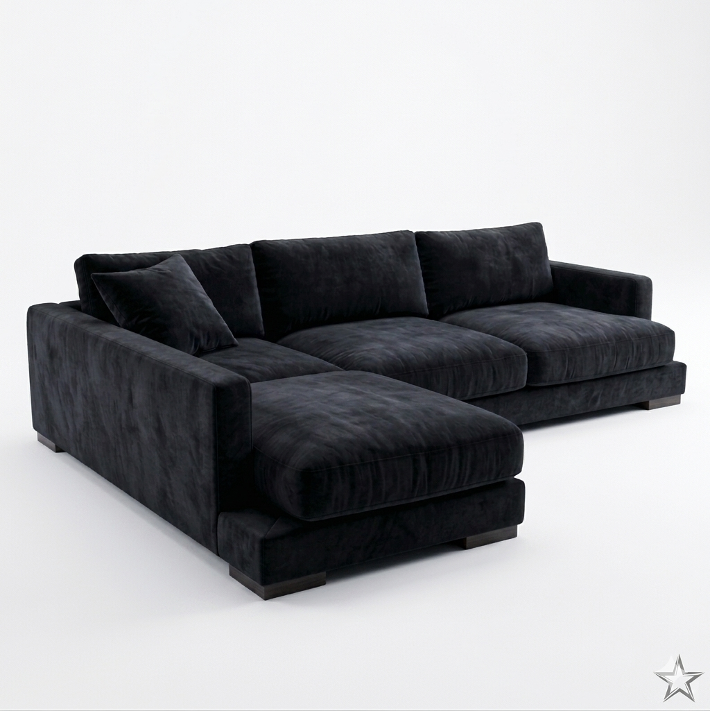 Cloud Chaise Lounge Black Velvet