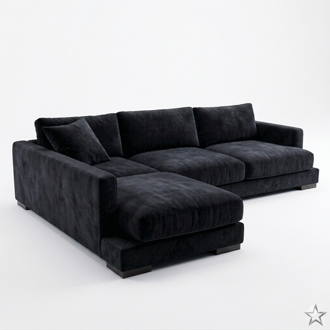 Cloud Chaise Lounge Black Velvet Hover Image