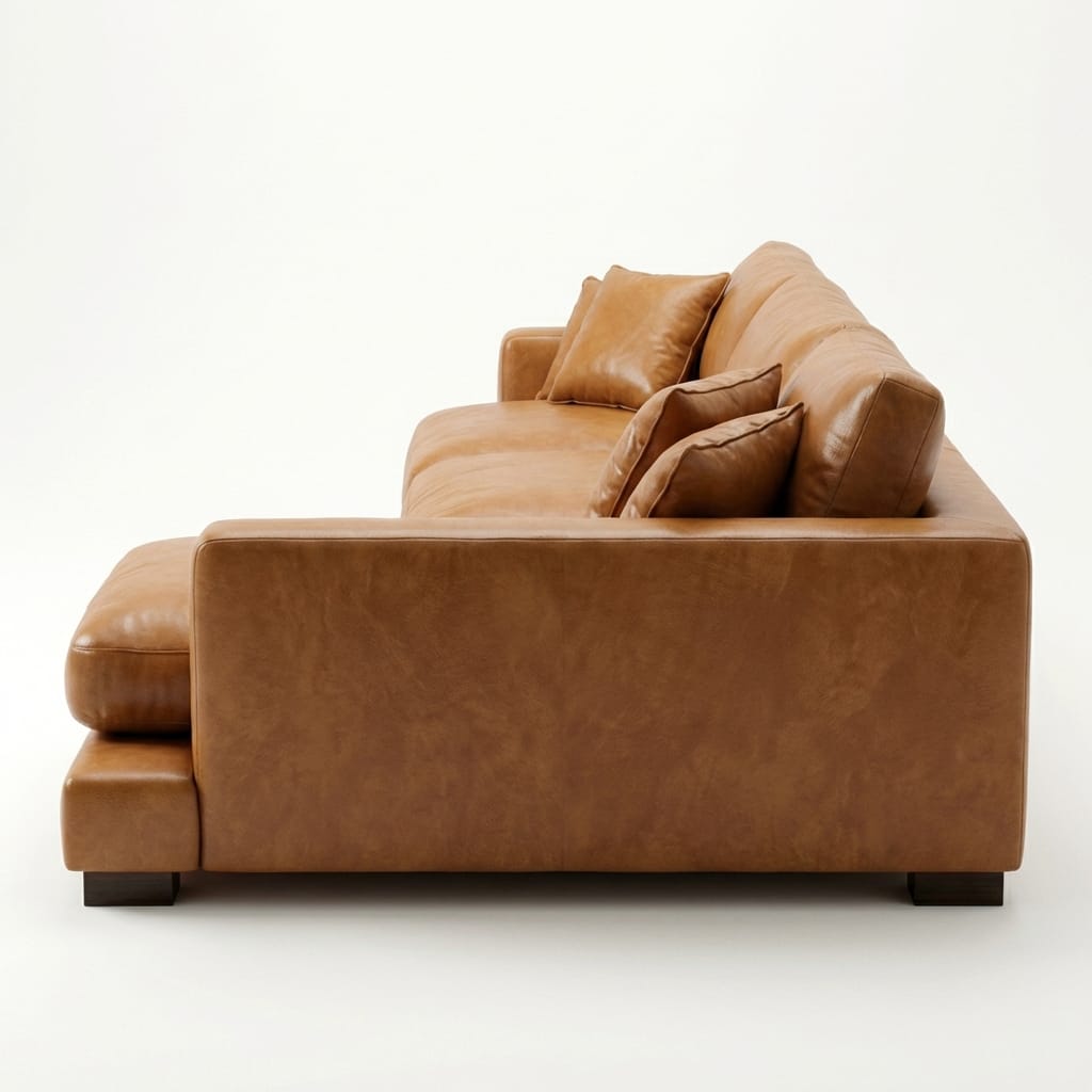 Cloud Chaise Lounge Tan Leather
