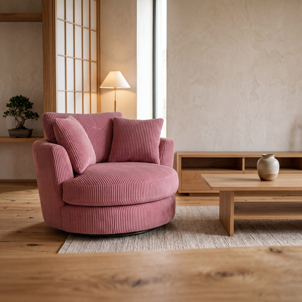 Cuddle Swivel Chair - Rose Pink