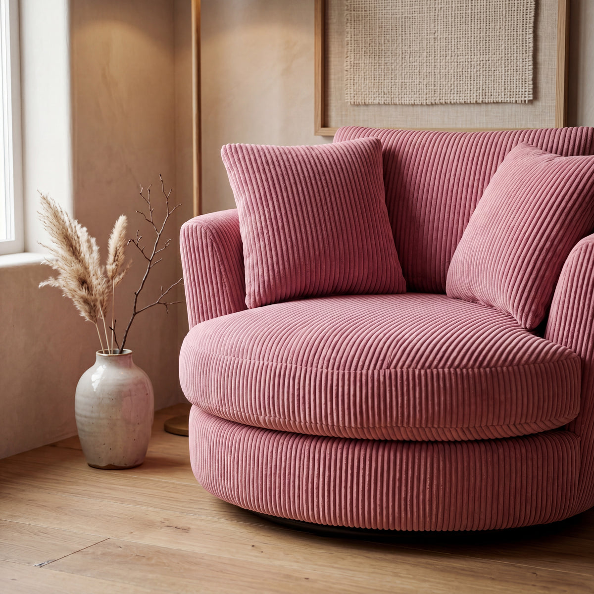 Cuddle Swivel Chair - Rose Pink