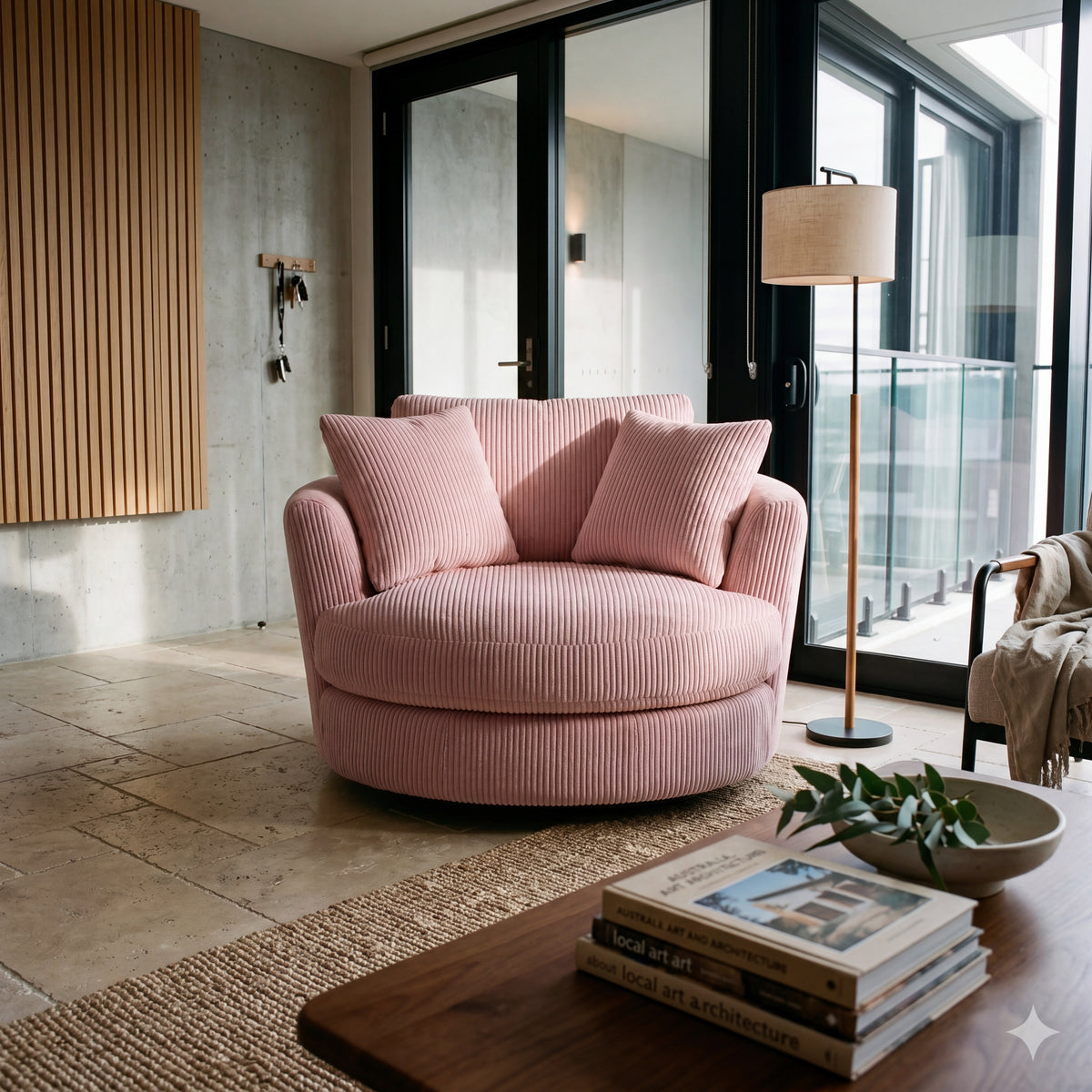 Cuddle Swivel Chair - Baby Pink