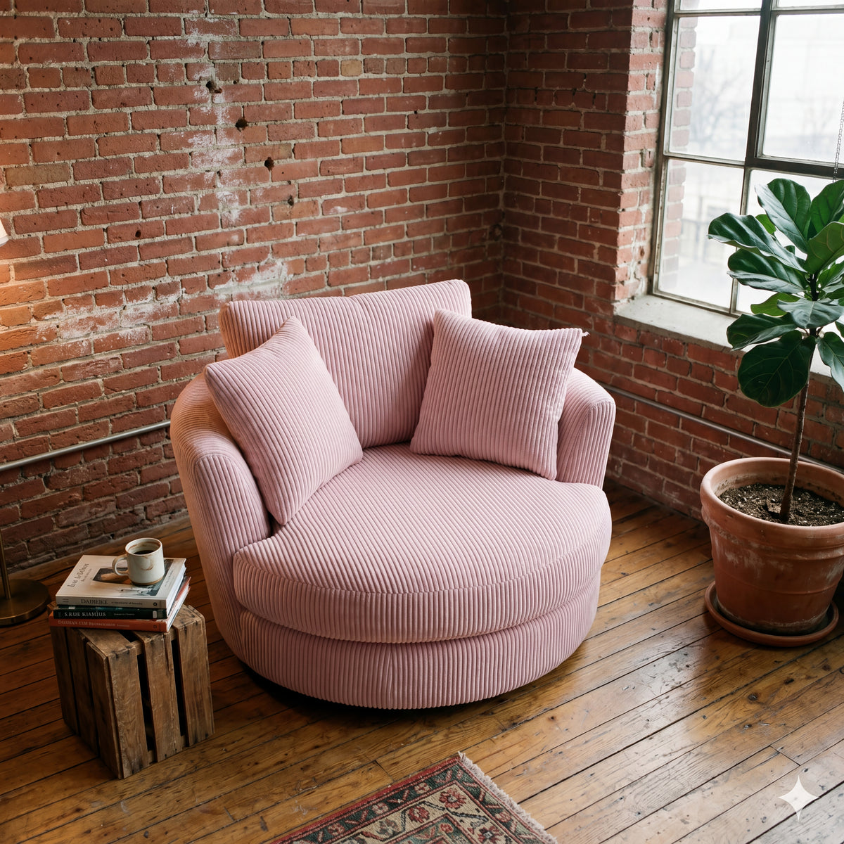 Cuddle Swivel Chair - Baby Pink
