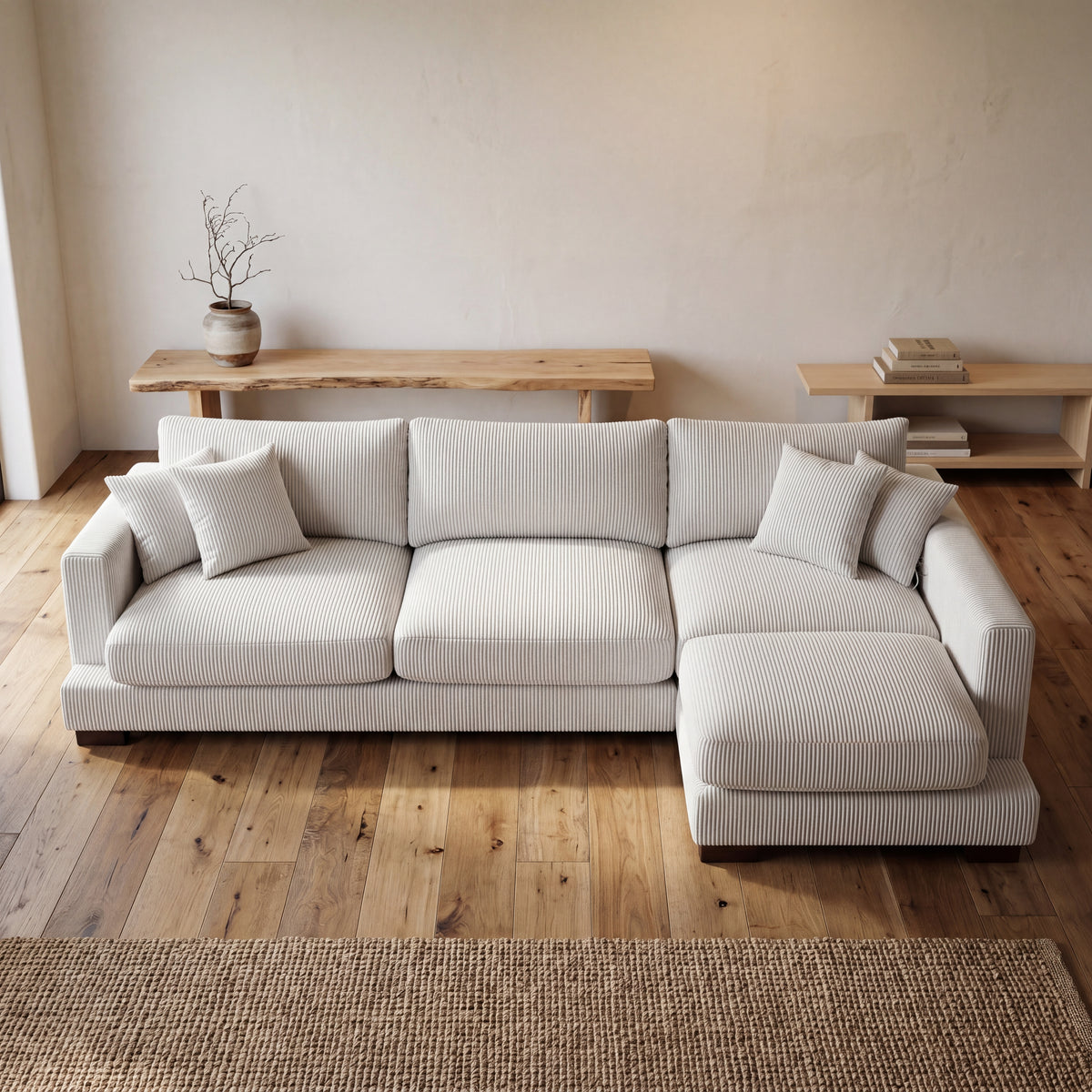 Cloud Chaise Lounge White Corduroy