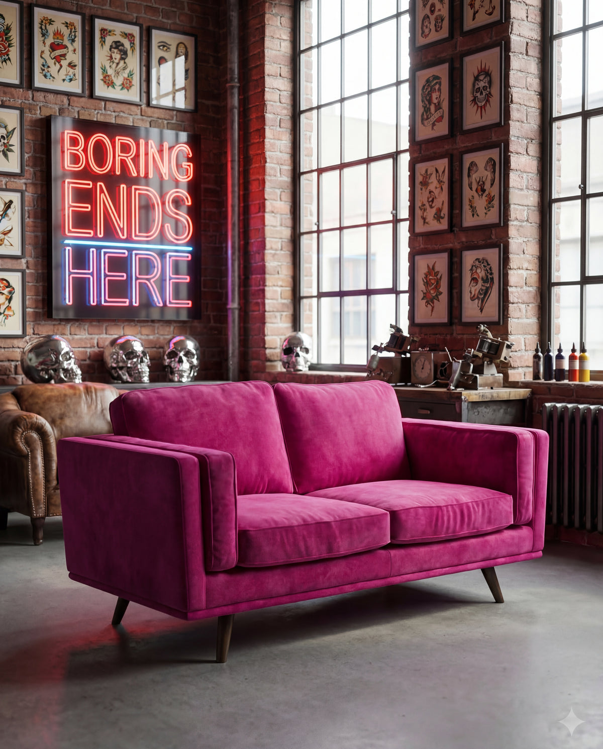 Monroe 2 Seater Sofa Barbie Pink - View 16 | Vibe Sofas Australia