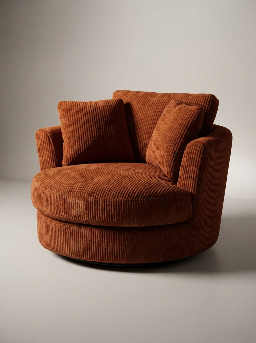Cuddle Swivel Chair - Burnt Orange