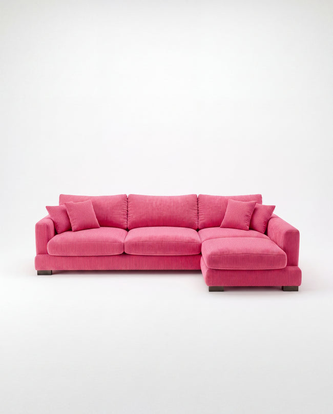 Cloud Chaise Lounge Candy Pink Corduroy - Front View Hover Image