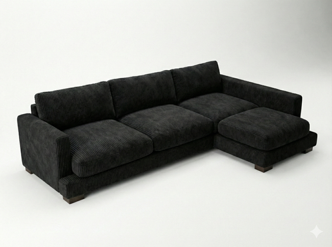 Bagira Black Corduroy Cloud Chaise Lounge Main Image