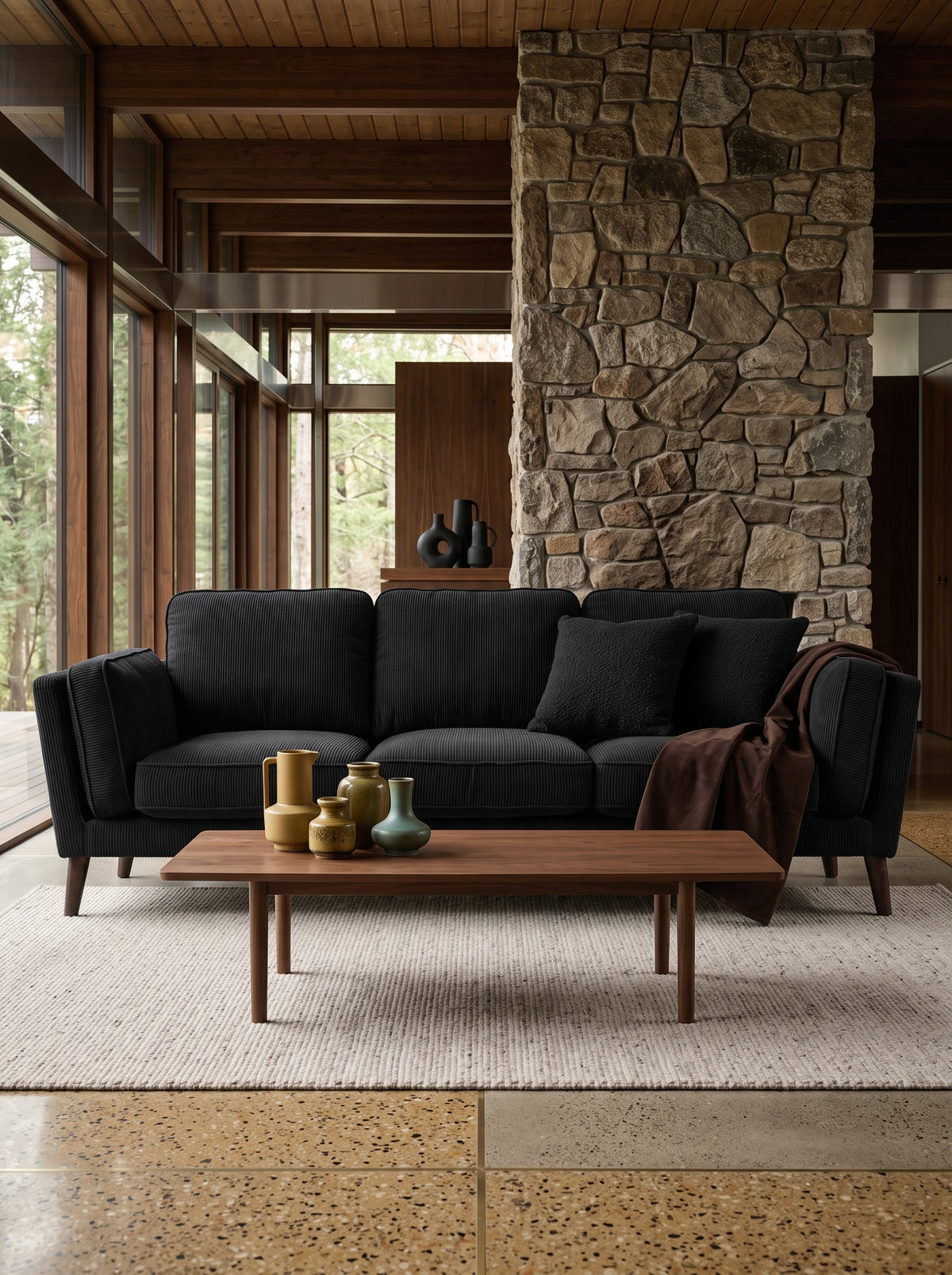 Monroe Sofa - Bagira Black Corduroy
