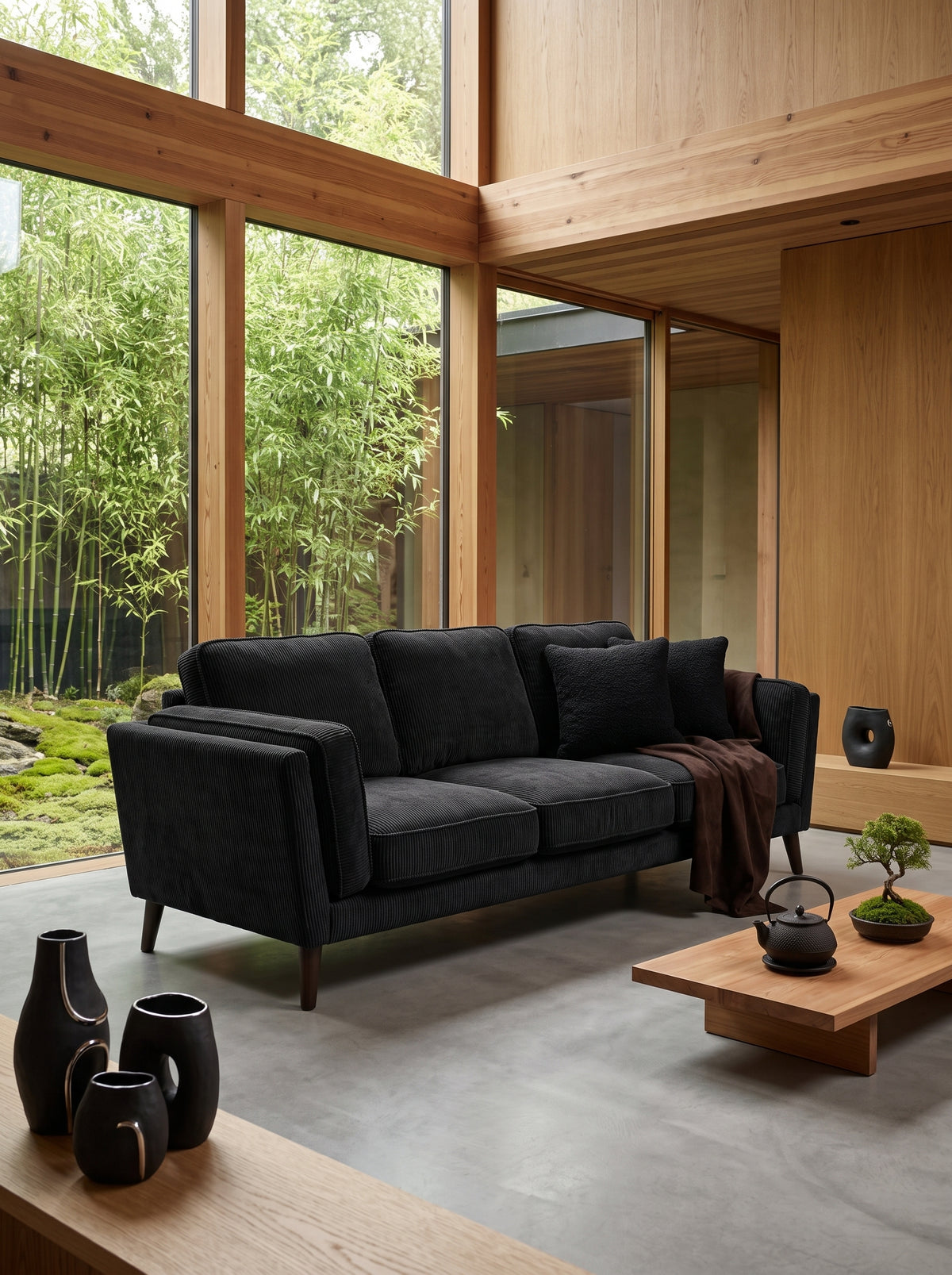 Monroe Sofa - Bagira Black Corduroy