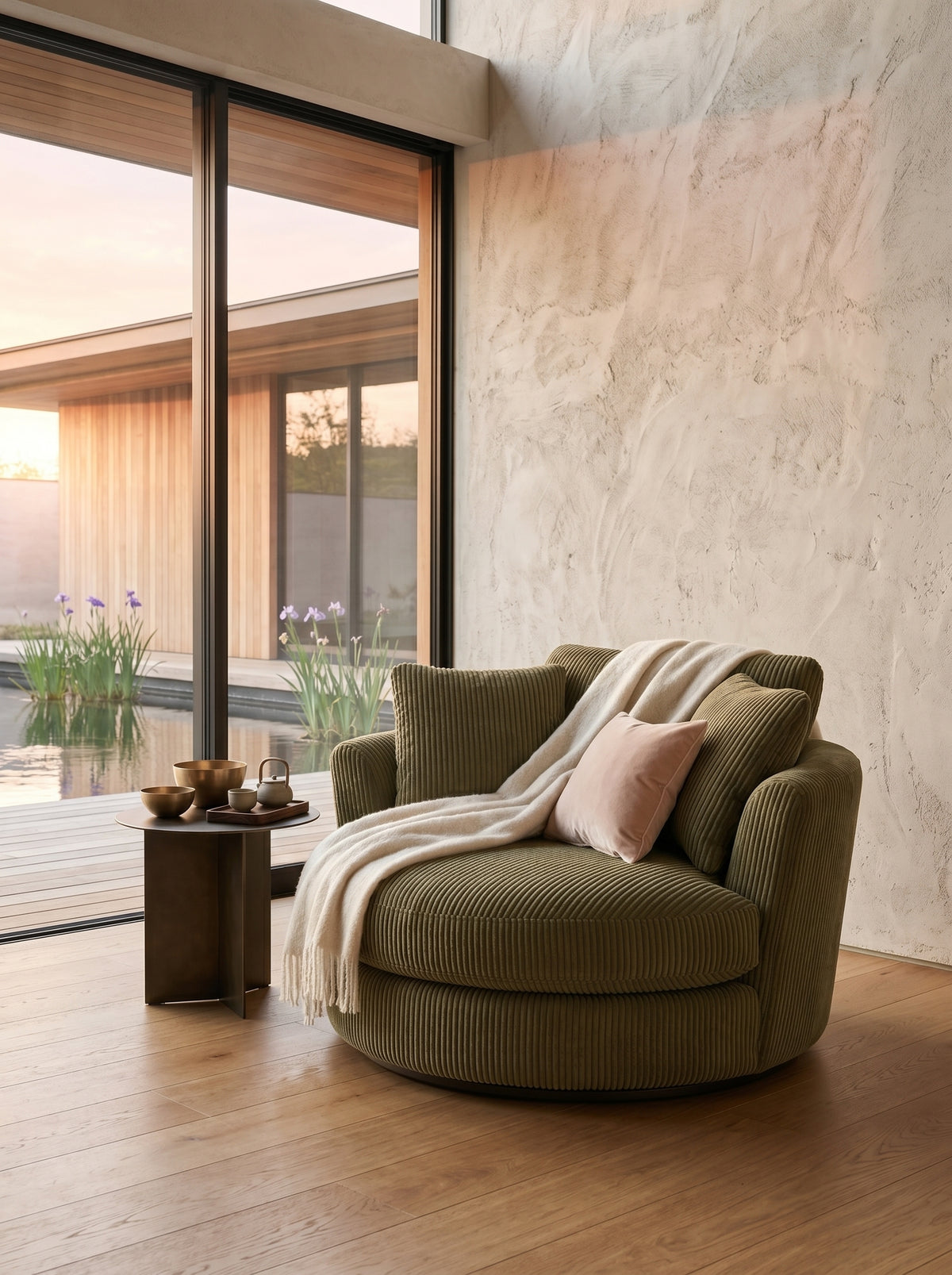 Cuddle Swivel Chair - Olive Green
