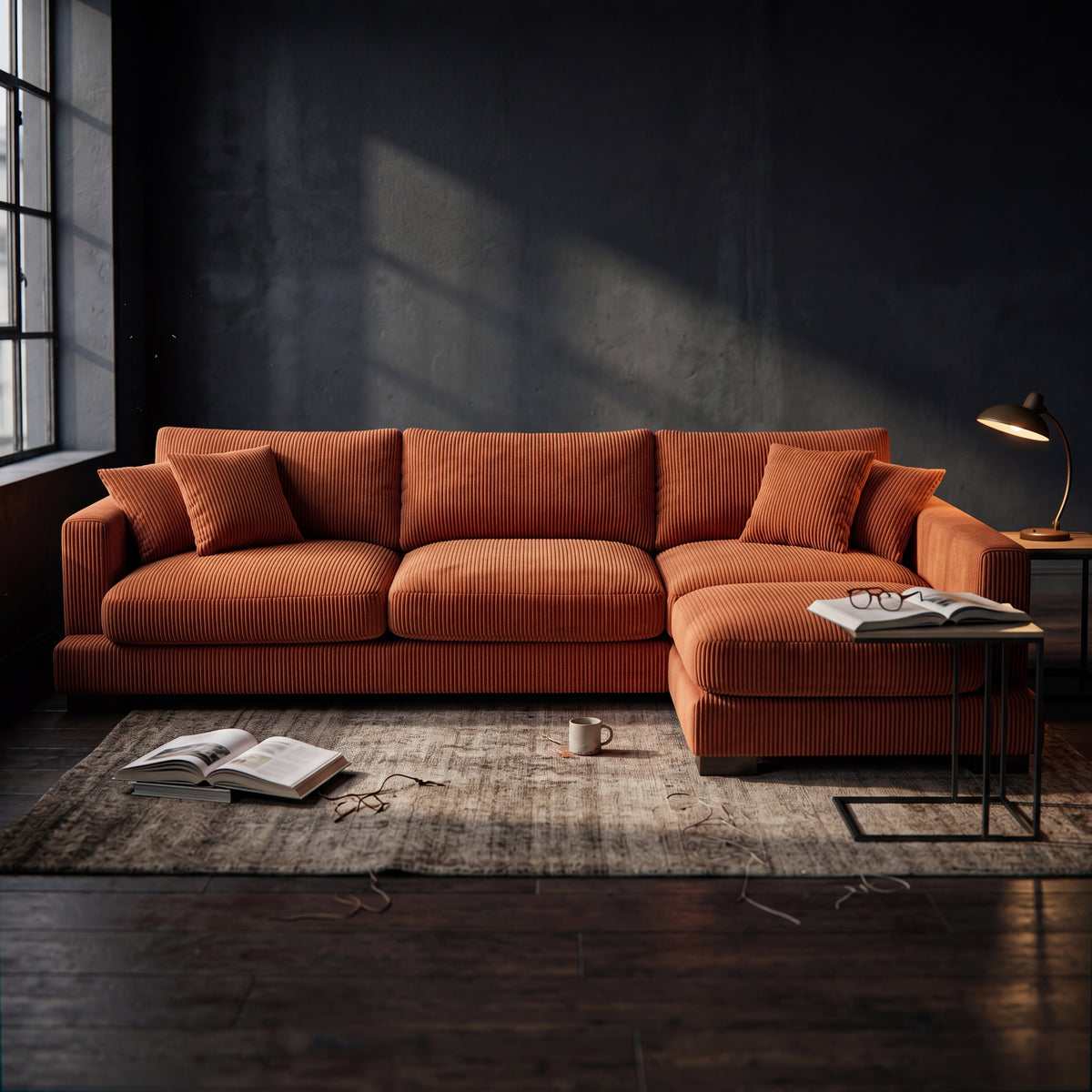 Cloud Chaise Lounge Burnt Orange Corduroy
