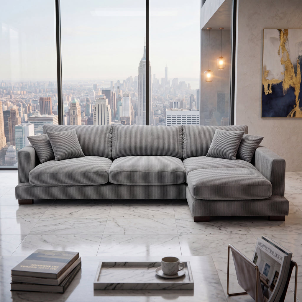 Cloud Chaise Lounge Grey Corduroy