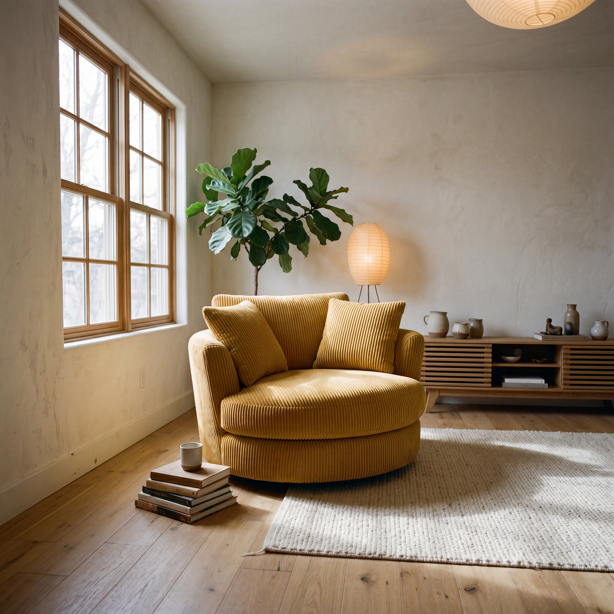 Cuddle Swivel Chair - Mustard