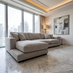 City Chaise Lounge White Corduroy