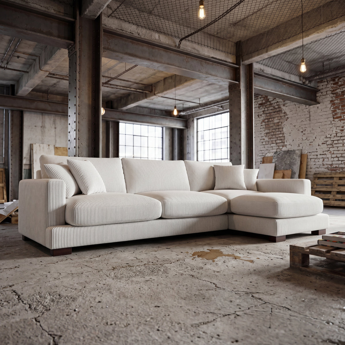 Cloud Chaise Lounge White Corduroy