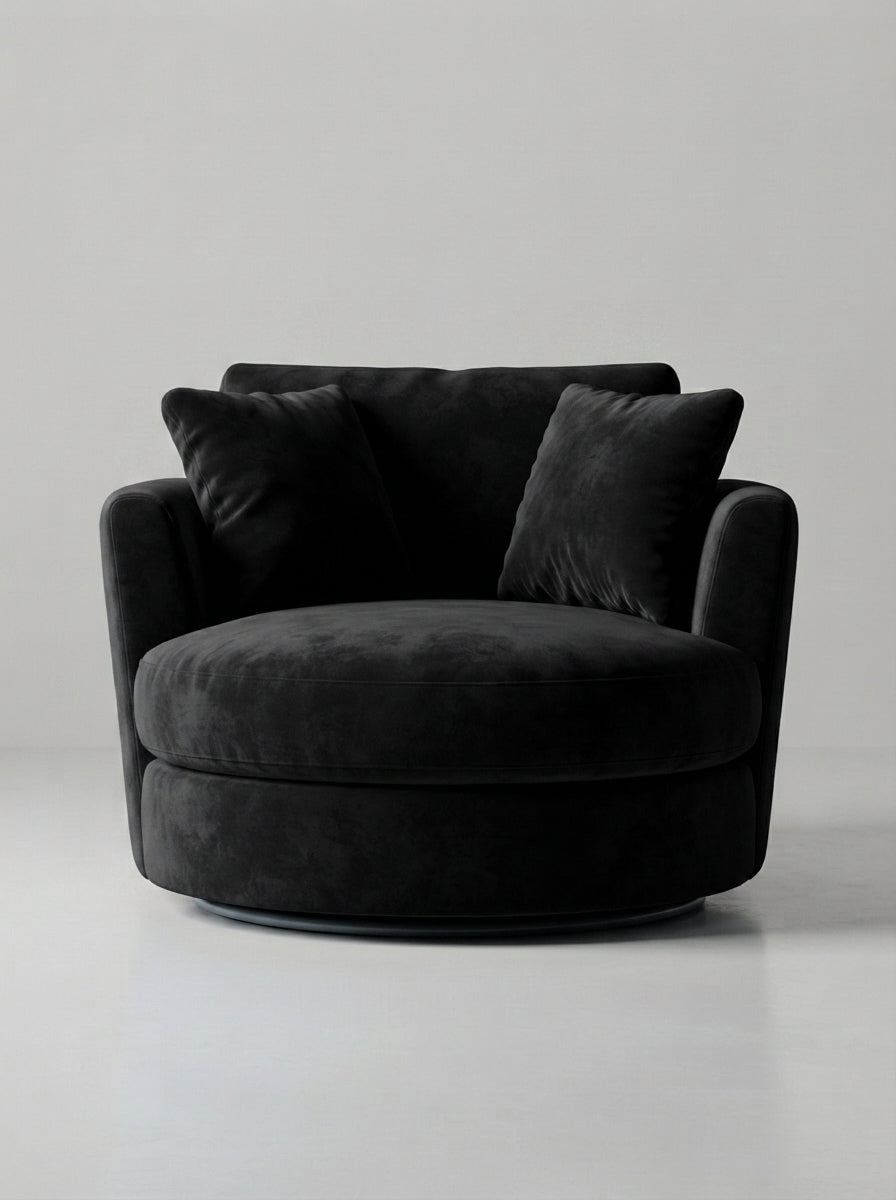 Cuddle Swivel Chair - Black Velvet
