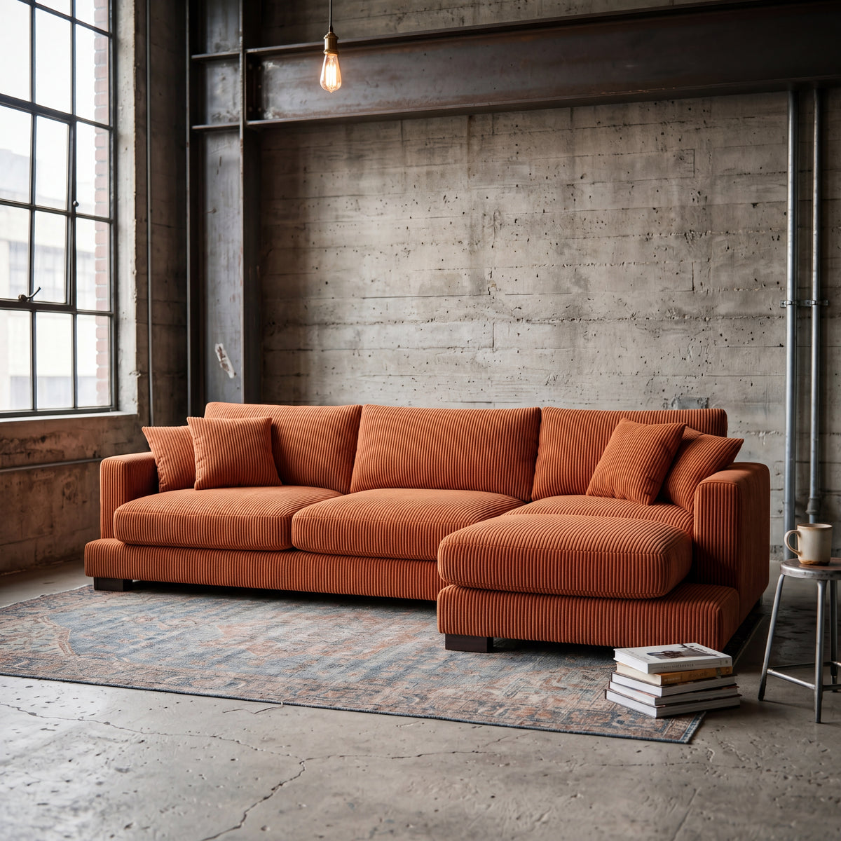 Cloud Chaise Lounge Burnt Orange Corduroy
