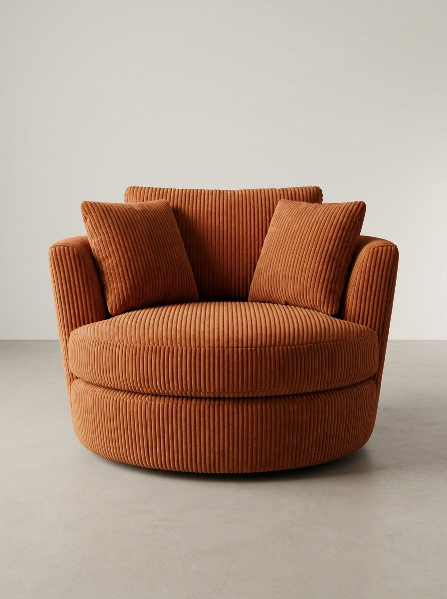 Cuddle Swivel Chair - Burnt Orange