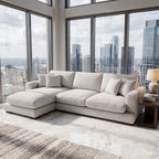 City Chaise Lounge White Corduroy