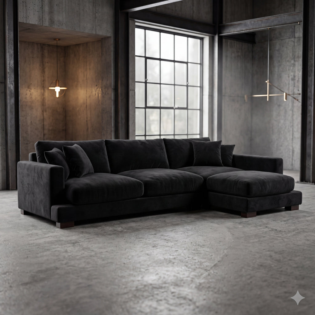 Cloud Chaise Lounge Black Velvet