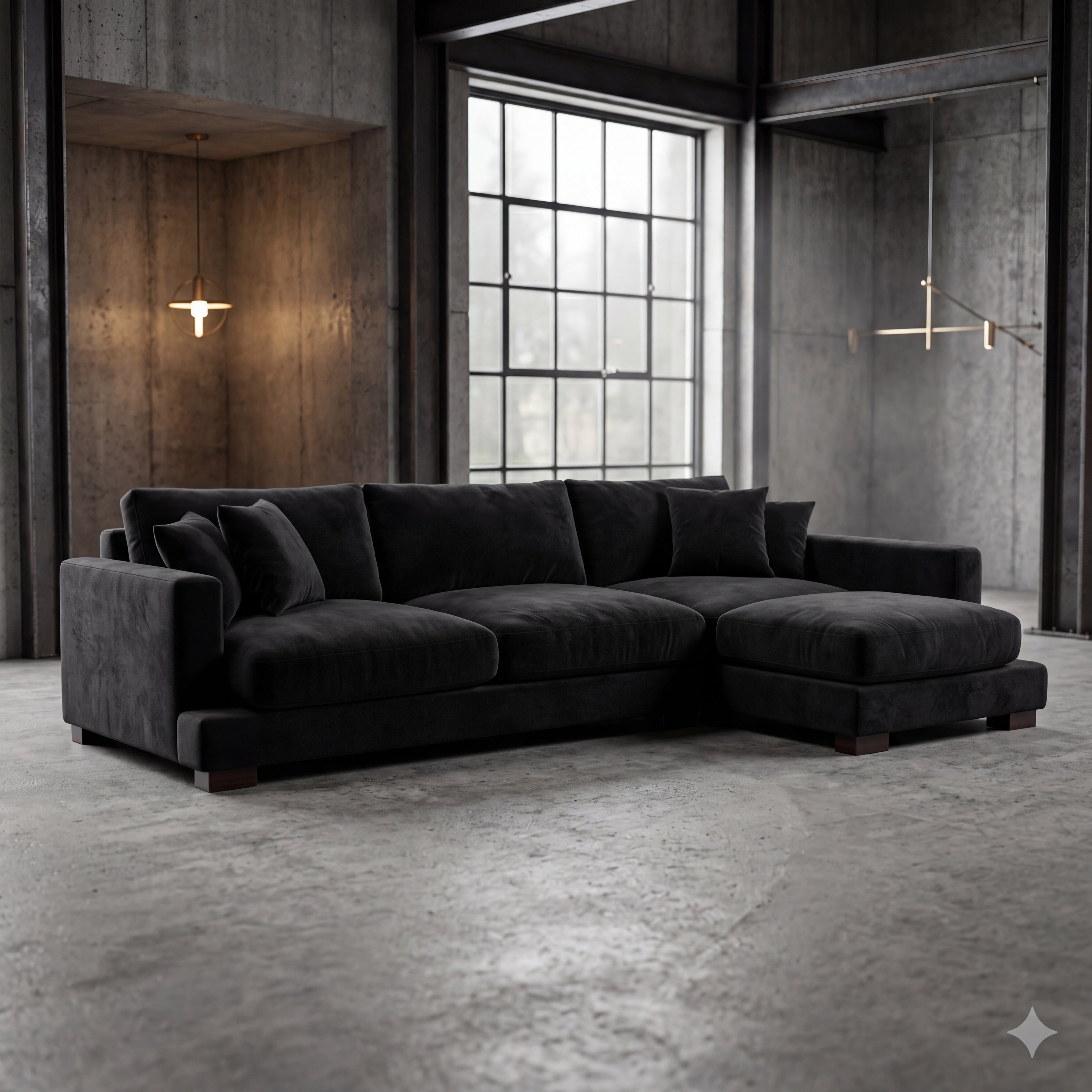 Cloud Chaise Lounge Black Velvet