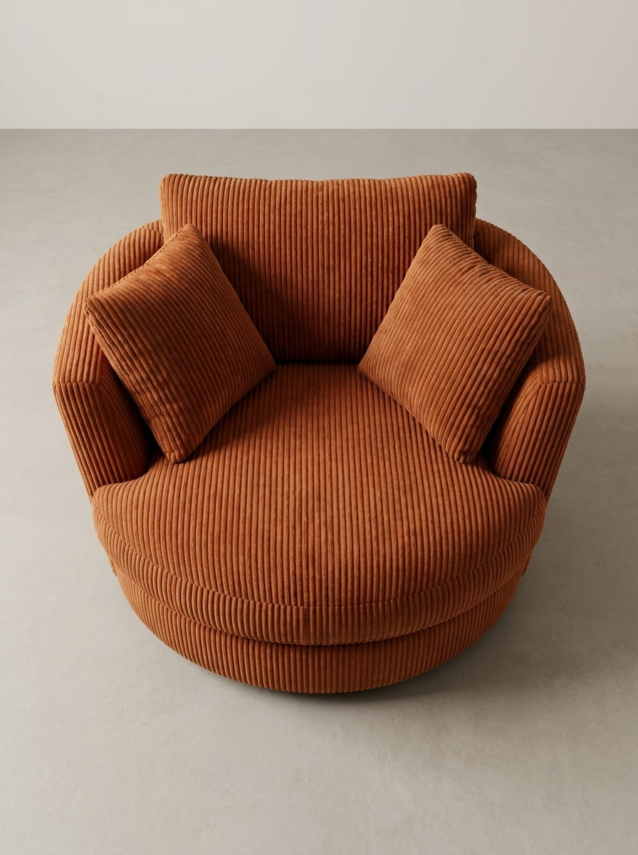 Cuddle Swivel Chair - Burnt Orange