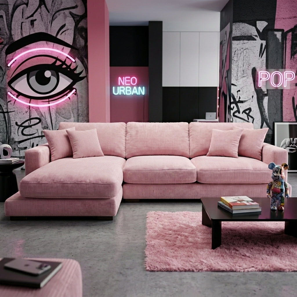 City Chaise Corduroy Baby Pink